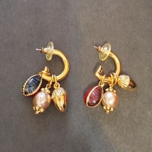 Signed Joan Rivers Classics Pierced Gold Tone Egg Earring set